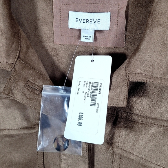 NWT EVEREVE Romy Jacket Faux Suede Cropped Chestnut Brown Medium NEW - Picture 6 of 12